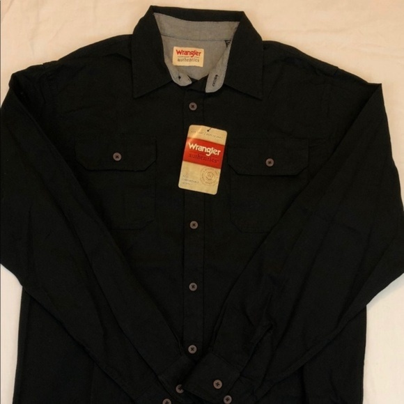 New Wrangler Mens Black Long Sleeve Button Up - Picture 1 of 3